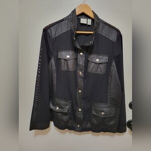 Chico's Zenergy Black Utility Style Jacket with Sheer Panels - Size 3
